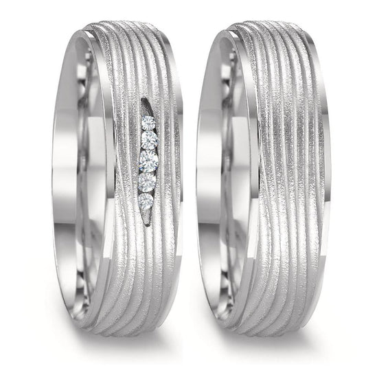 Anillo de pareja 750/oro blanco de 18 quilates