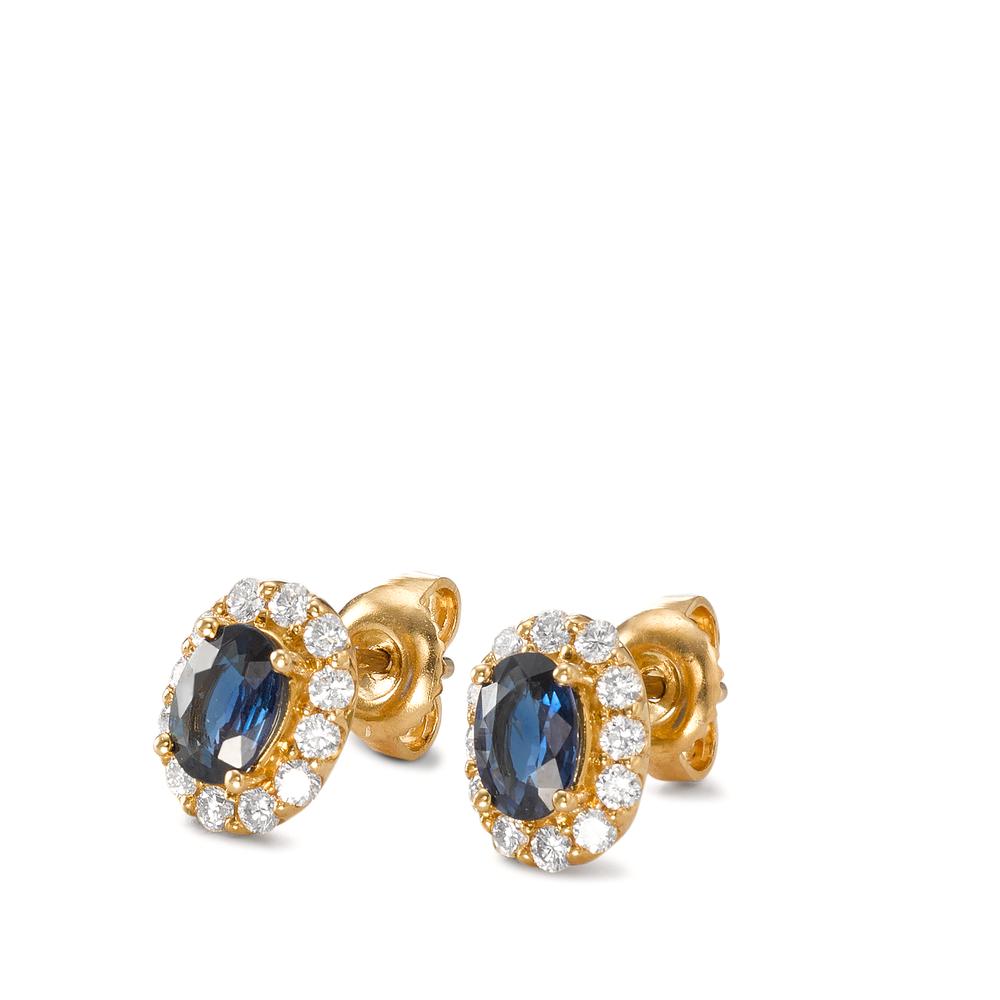 Pendientes 750/oro amarillo de 18 quilates Zafiro 2 piedras, Diamante 0.44 ct, 24 piedras, [Brillant], w-si