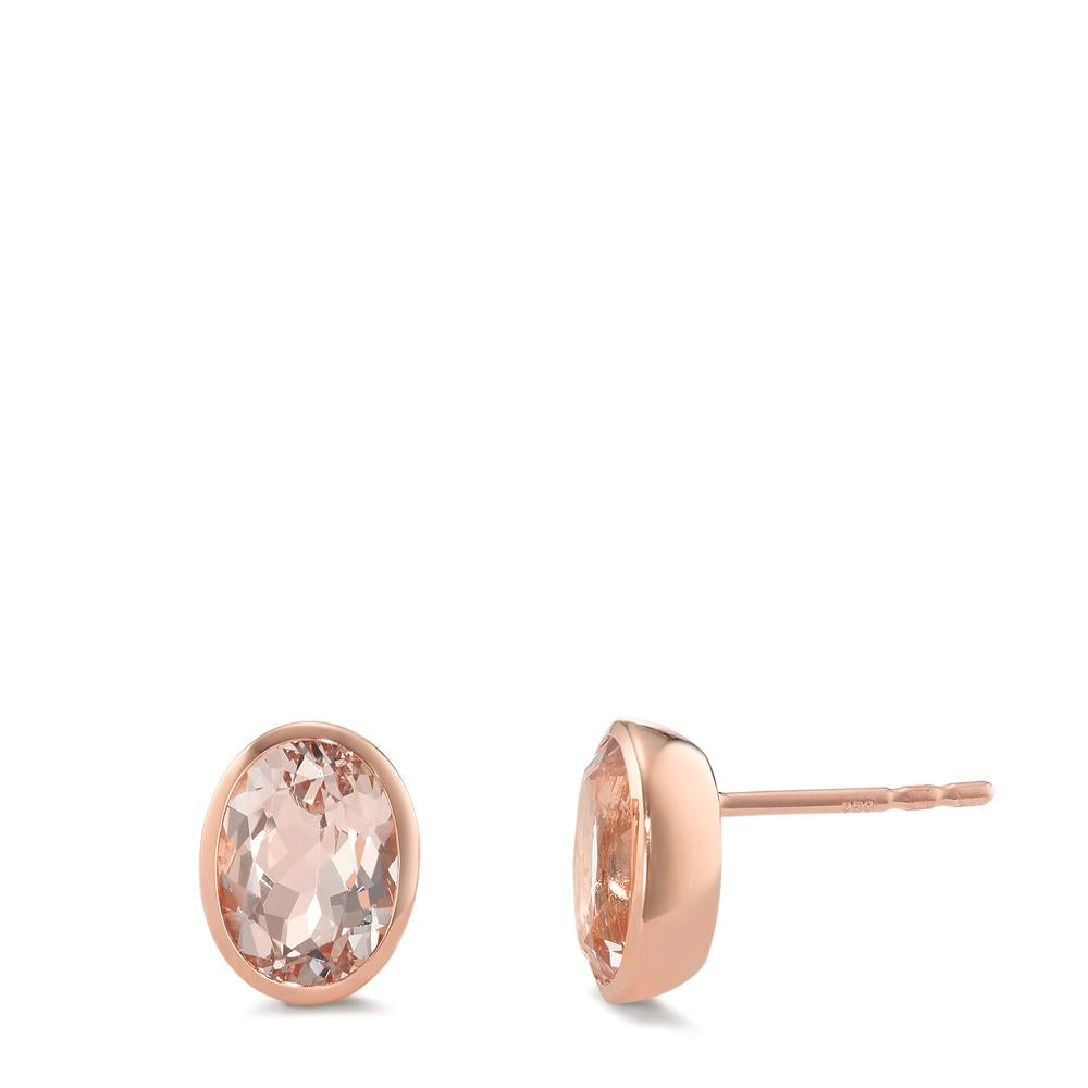 Pendientes 750/oro rojo de 18 quilates Morganita champán, 2 piedras, [oval]