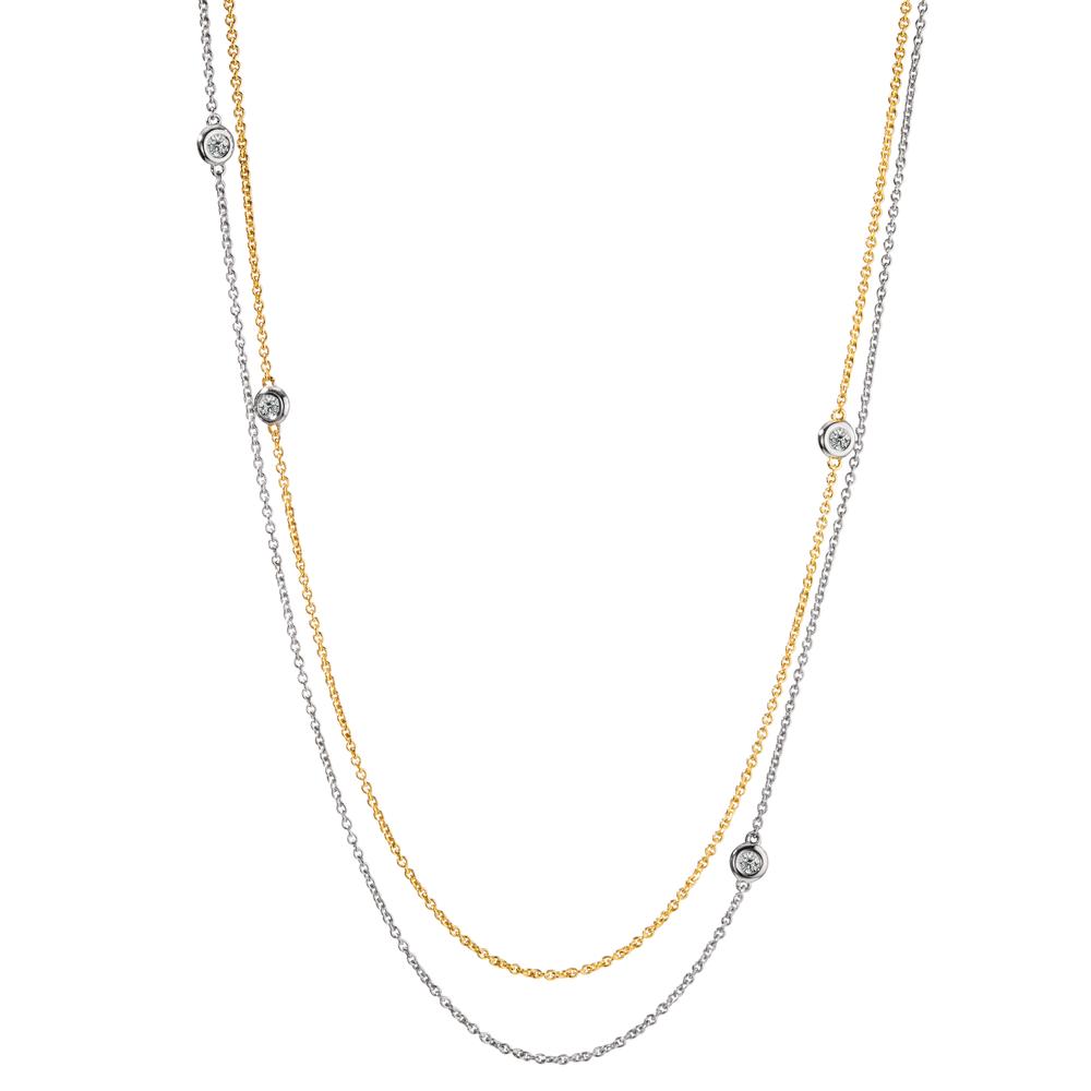 Collar 750/oro blanco de 18 quilates, 750/oro amarillo de 18 quilates Diamante 0.16 ct, 5 piedras, w-si 42-45 cm