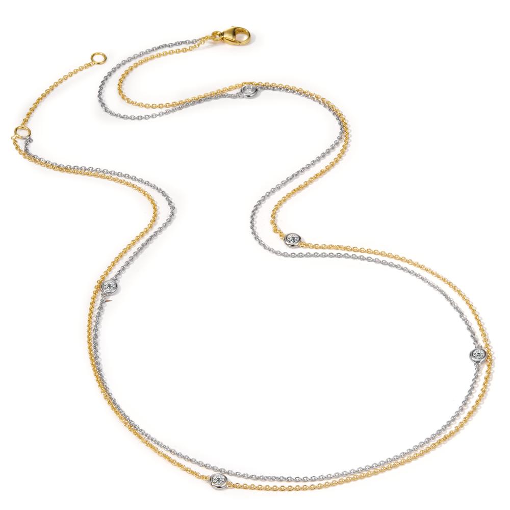 Collar 750/oro blanco de 18 quilates, 750/oro amarillo de 18 quilates Diamante 0.16 ct, 5 piedras, w-si 42-45 cm