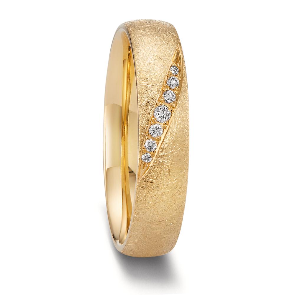 Anillo de pareja 750/oro amarillo de 18 quilates Diamante 0.066 ct, 7 piedras, tw-vsi