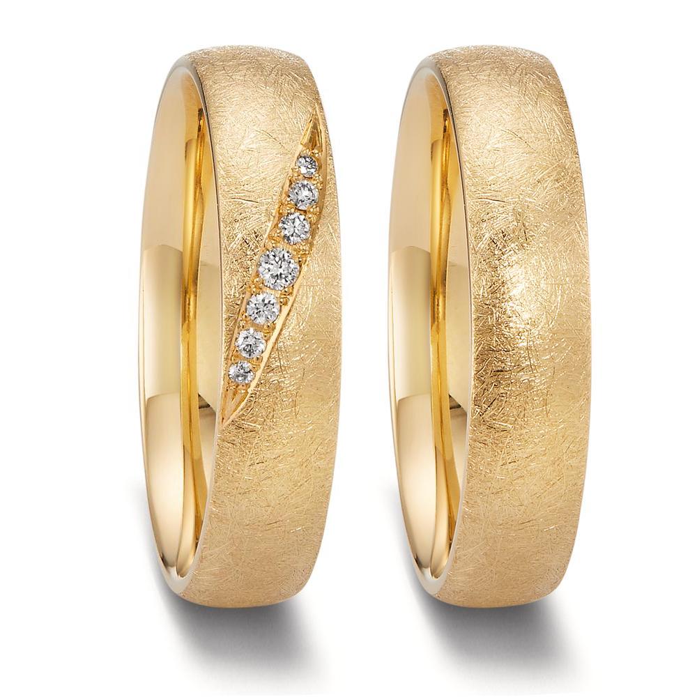 Anillo de pareja 750/oro amarillo de 18 quilates Diamante 0.066 ct, 7 piedras, tw-vsi