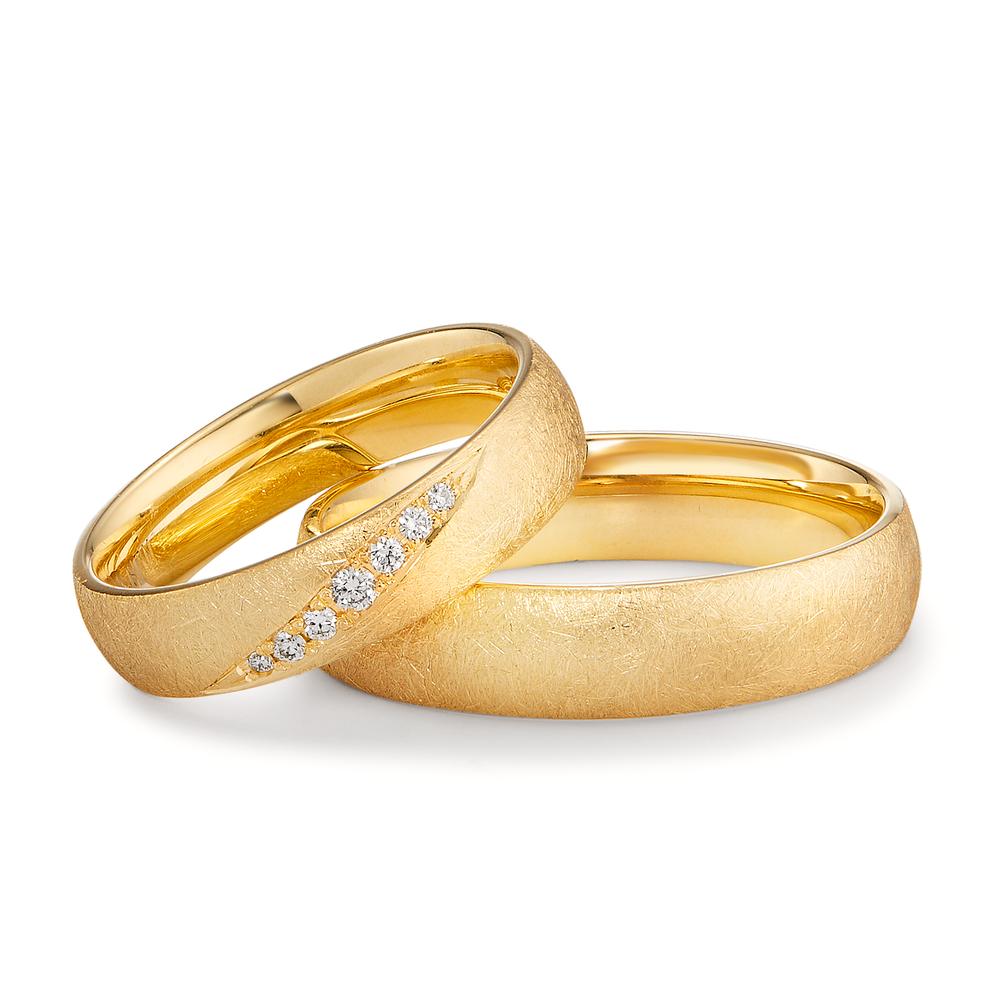 Anillo de pareja 750/oro amarillo de 18 quilates Diamante 0.066 ct, 7 piedras, tw-vsi