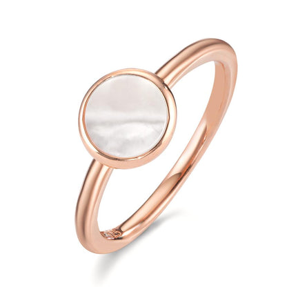 Anillo de dedo Plata Dorado Madre perla blanco Ø7.5 mm