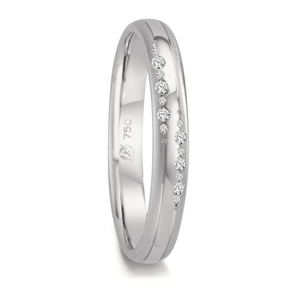 Anillo de pareja 750/oro blanco de 18 quilates Diamante 0.064 ct, 14 piedras, w-vsi