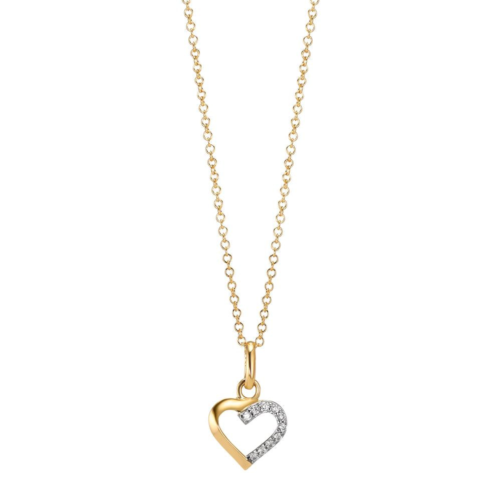 Colgante 750/oro amarillo de 18 quilates Circonita 10 piedras Corazón Ø8.5 mm