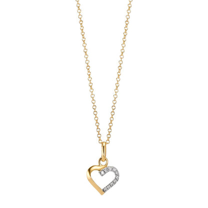 Colgante 750/oro amarillo de 18 quilates Circonita 10 piedras Corazón Ø8.5 mm
