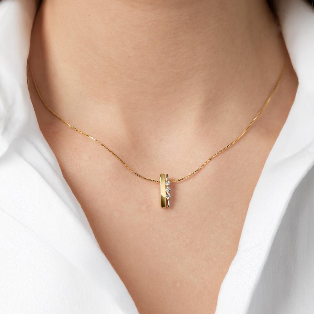 Colgante Oro amarillo de 375/9K Circonita 3 piedras Bicolor