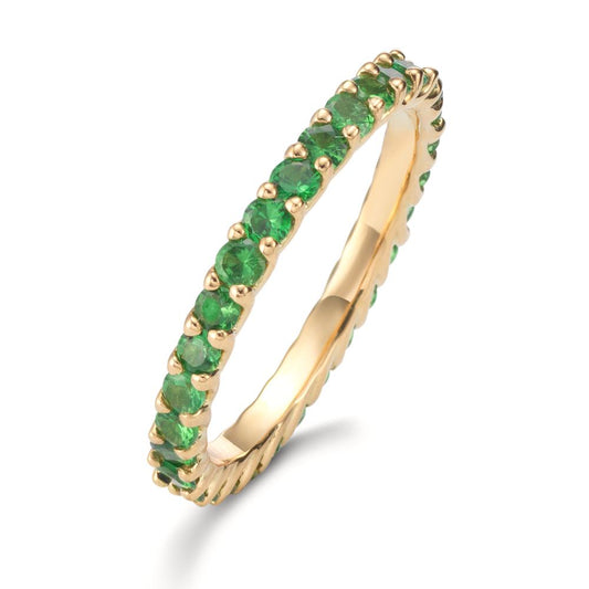 Anillo de memoria 750/oro amarillo de 18 quilates Granate verde, 1.20 ct, 30 piedras