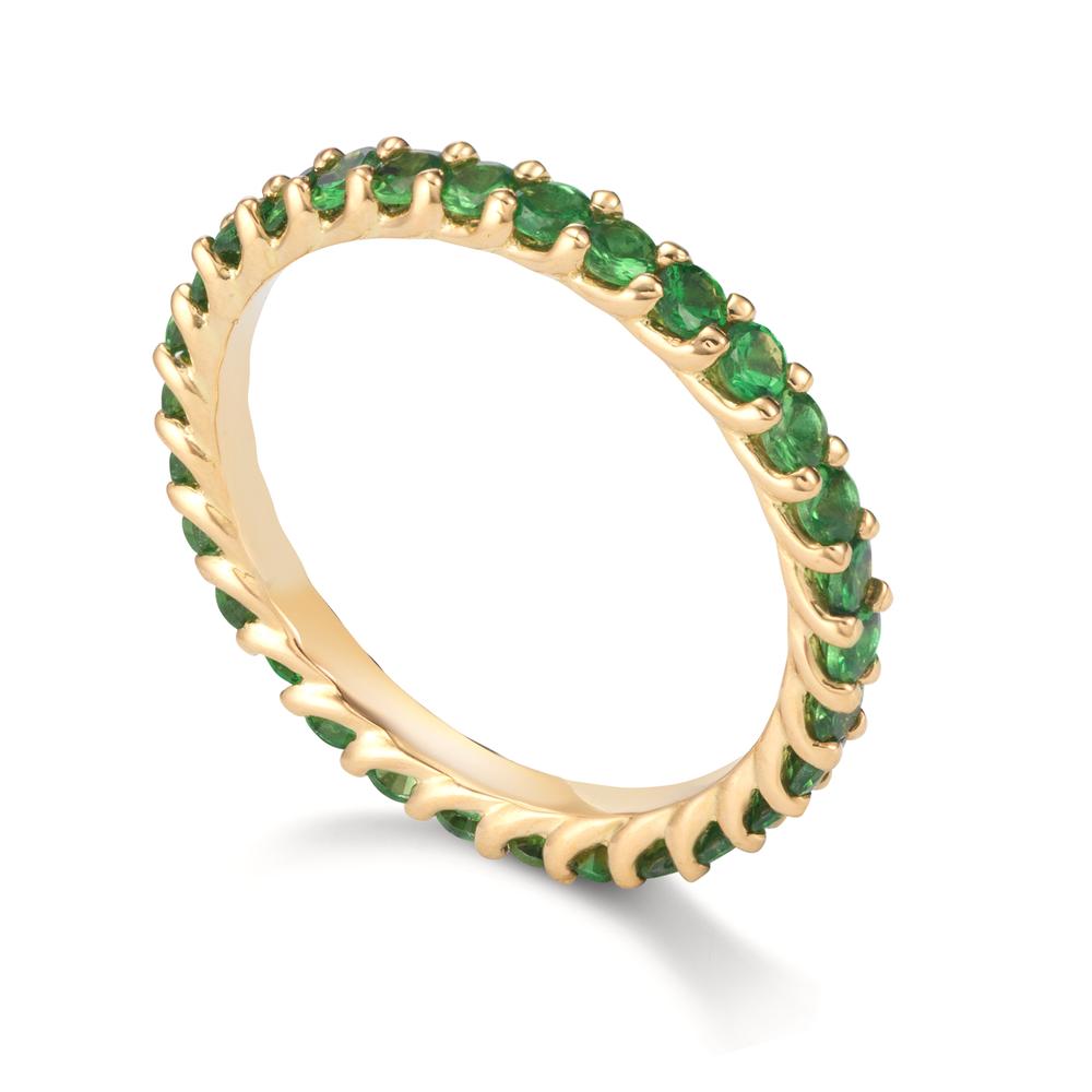 Anillo de memoria 750/oro amarillo de 18 quilates Granate verde, 1.20 ct, 30 piedras