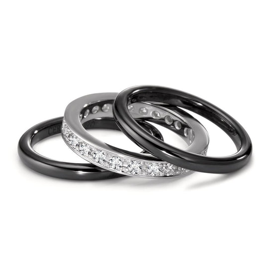 Anillo de dedo 750/oro blanco de 18 quilates, Cerámica Diamante 1 ct, 25 piedras, [Brillant]