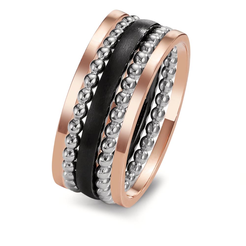 Anillo de dedo Oro rojo de 585/14 kt., Oro blanco de 585/14 kt., Carbón