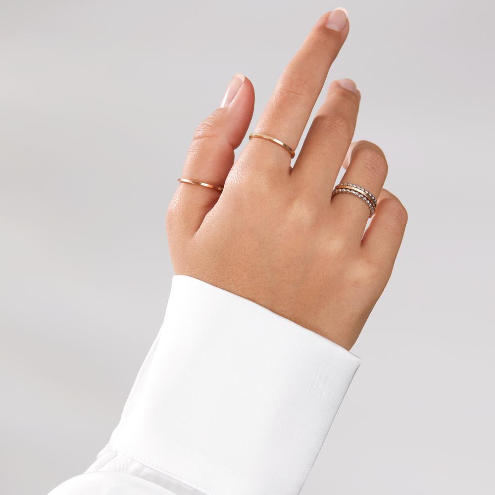 Anillo de dedo Oro rojo de 585/14 kt., Oro blanco de 585/14 kt., Carbón