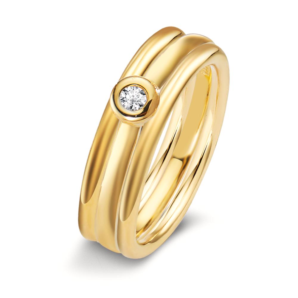 Anillo de dedo 750/oro amarillo de 18 quilates Diamante blanco, 0.03 ct, w-si