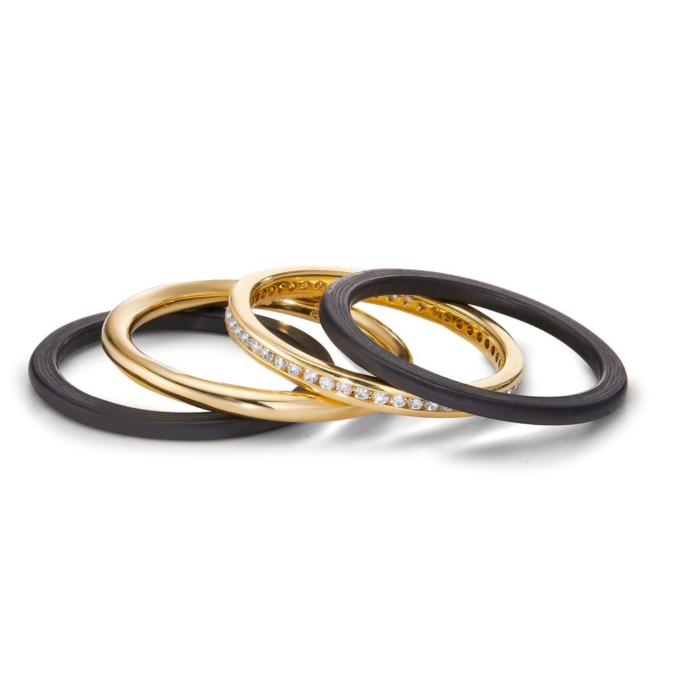 Anillo de dedo 750/oro amarillo de 18 quilates, Carbón Diamante 0.25 ct, 50 piedras, w-si