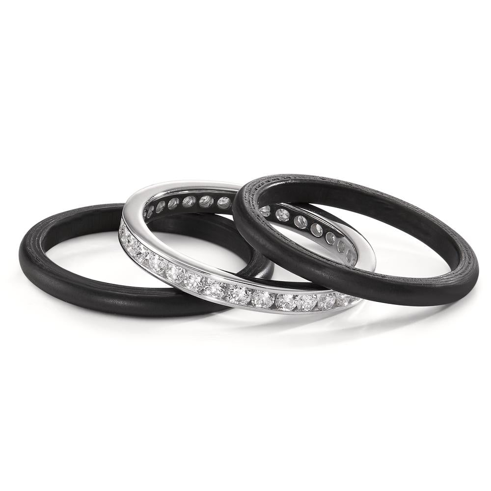 Anillo de dedo 750/oro blanco de 18 quilates, Carbón Diamante 1 ct, 28 piedras, w-si