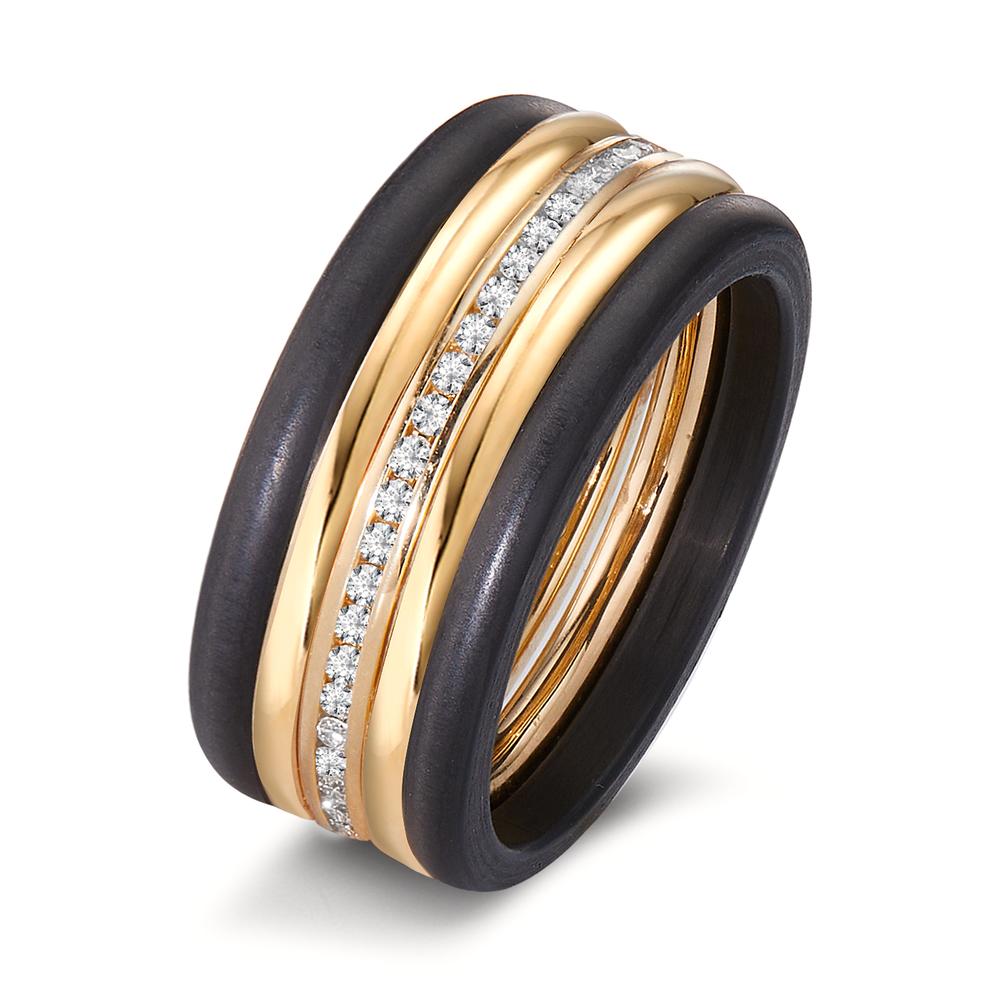 Anillo de dedo 750/oro amarillo de 18 quilates, Carbón Diamante 0.25 ct, 50 piedras, w-si