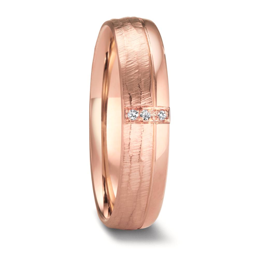 Anillo de pareja 750/oro rosa de 18 quilates Diamante 0.015 ct, 3 piedras, w-si