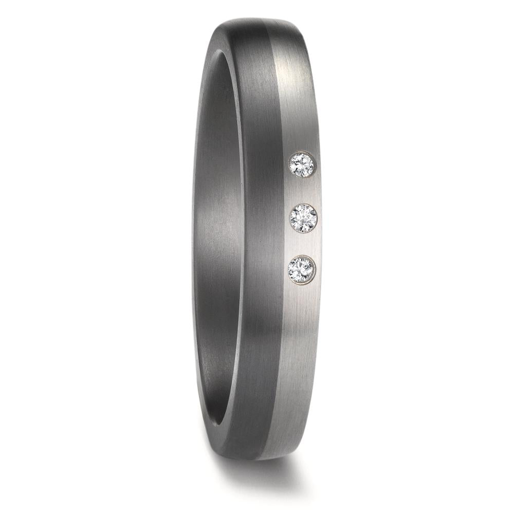 Anillo de pareja 999 tantalio, 950 platino Diamante 0.03 ct, 3 piedras, w-si