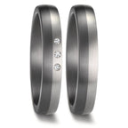 Anillo de pareja 999 tantalio, 950 platino Diamante 0.03 ct, 3 piedras, w-si
