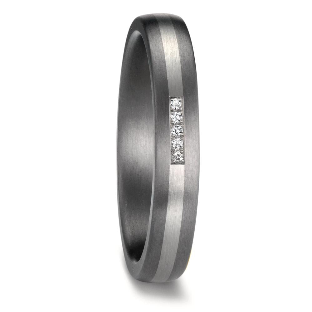 Anillo de pareja 999 tantalio, 950 platino Diamante 0.017 ct, 5 piedras, w-si