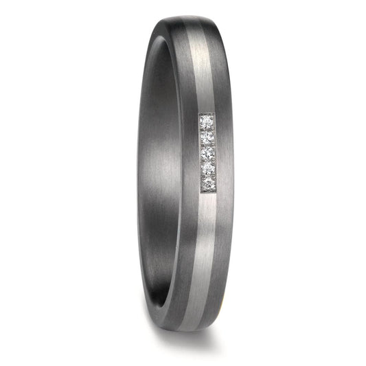 Anillo de pareja 999 tantalio, 950 platino Diamante 0.017 ct, 5 piedras, w-si