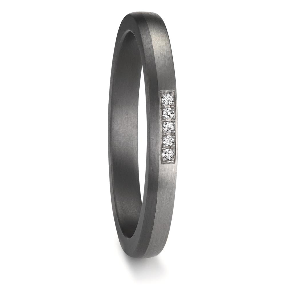 Anillo de pareja 999 tantalio, 950 platino Diamante 0.035 ct, 5 piedras, w-si