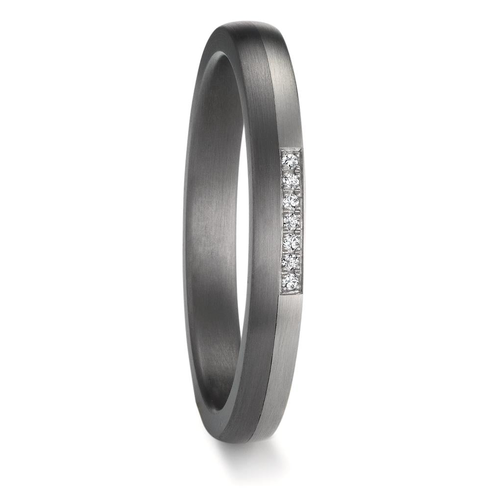 Anillo de pareja 999 tantalio, 950 platino Diamante 0.025 ct, 7 piedras, w-si