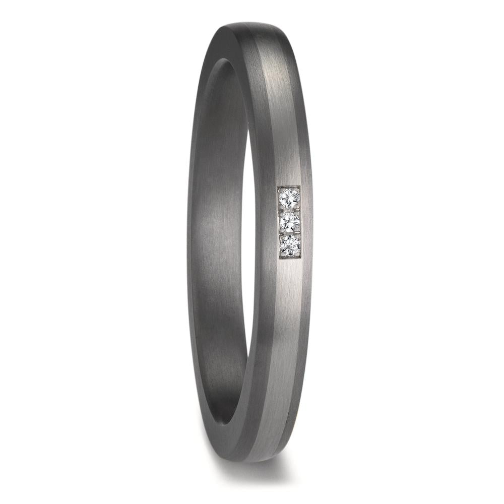 Anillo de pareja 999 tantalio, 950 platino Diamante 0.01 ct, 3 piedras, w-si