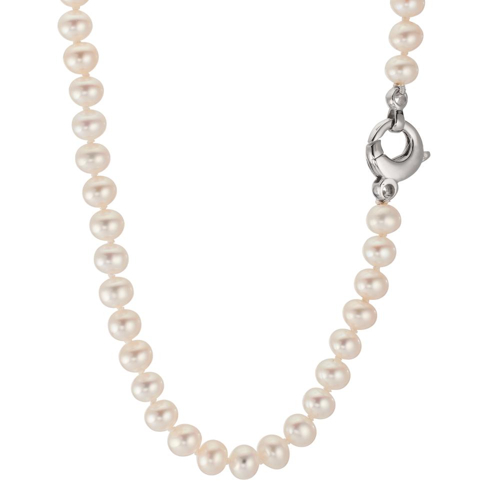 Collar 750/oro blanco de 18 quilates Perla cultivada de agua dulce blanco, 5.5 mm 46 cm