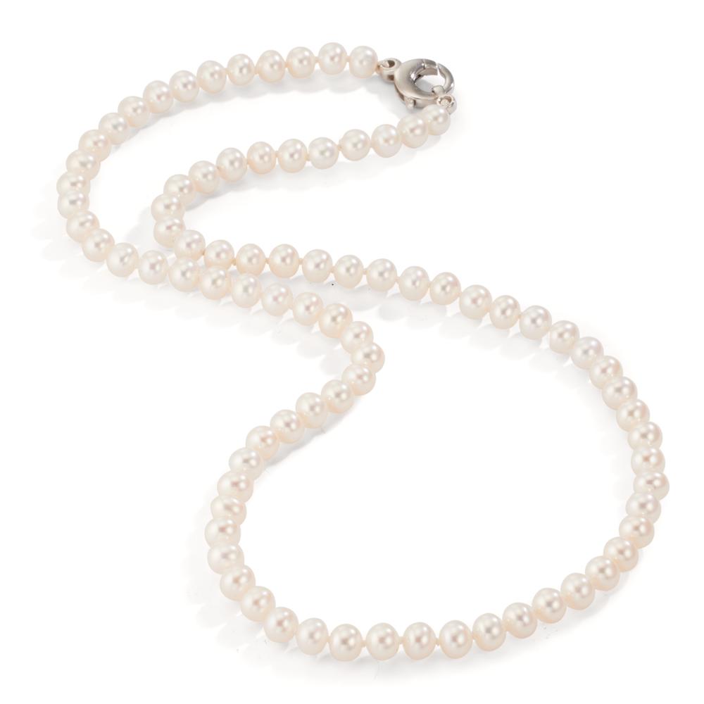 Collar 750/oro blanco de 18 quilates Perla cultivada de agua dulce blanco, 5.5 mm 46 cm