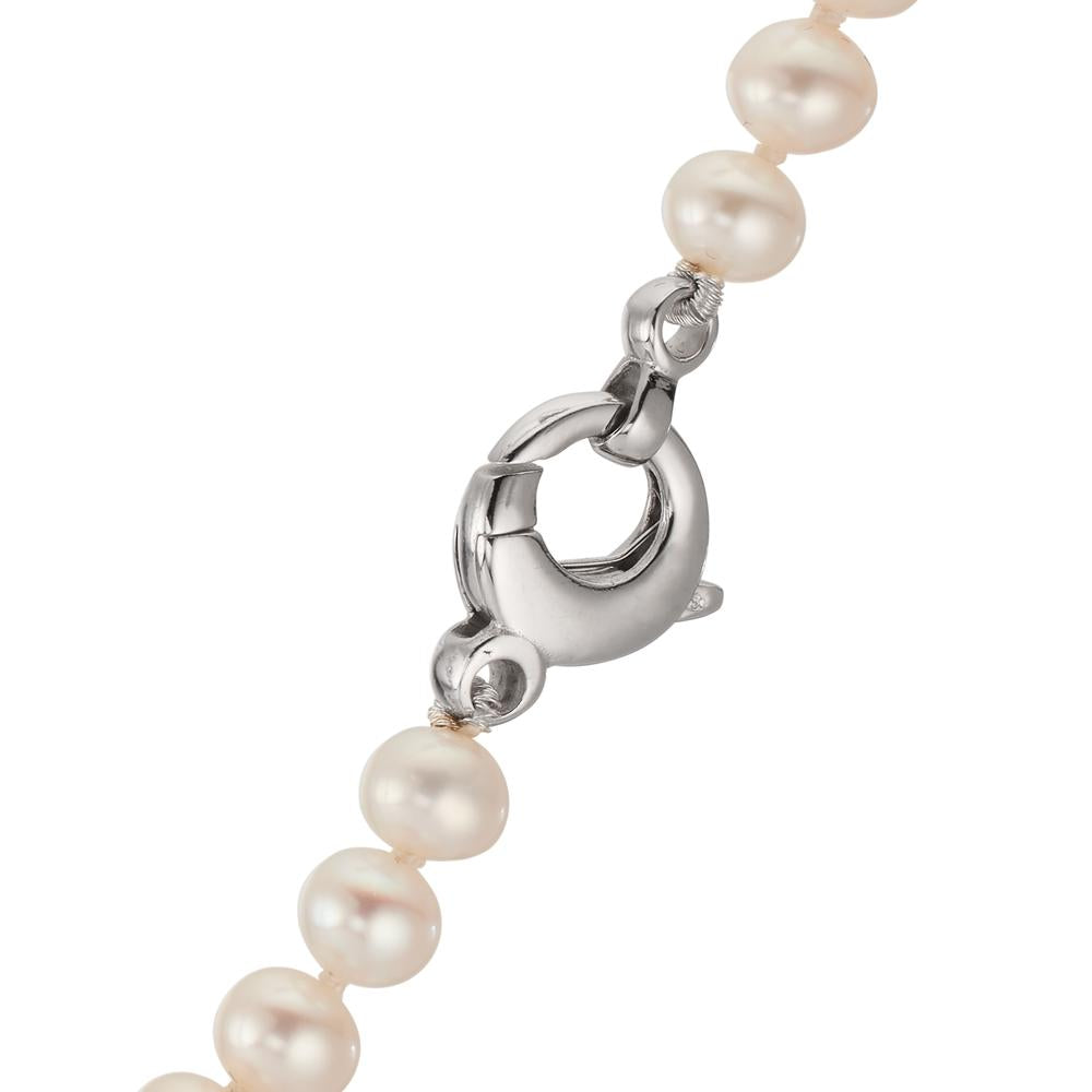 Collar 750/oro blanco de 18 quilates Perla cultivada de agua dulce blanco, 5.5 mm 46 cm