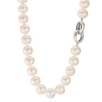 Collar Plata Rodio plateado Perla cultivada de agua dulce blanco, 12 mm 50 cm