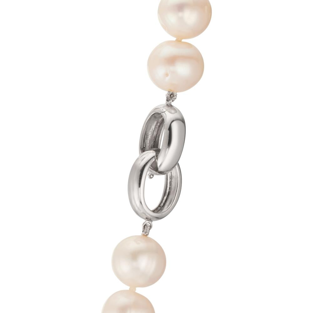 Collar Plata Rodio plateado Perla cultivada de agua dulce blanco, 12 mm 50 cm