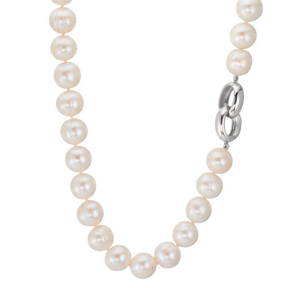 Collar Plata Rodio plateado Perla cultivada de agua dulce blanco, 12 mm 50 cm