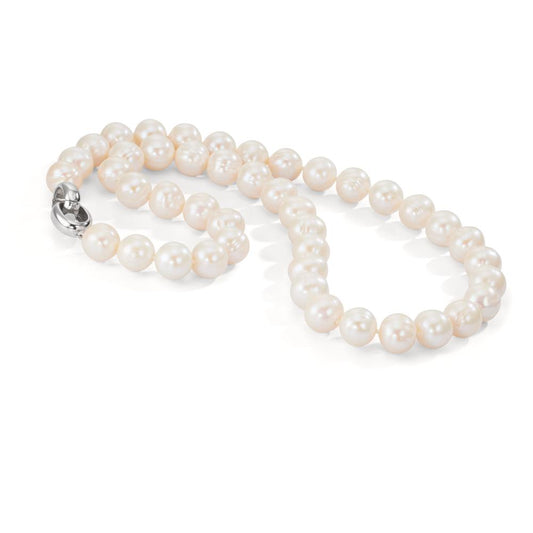 Collar Plata Rodio plateado Perla cultivada de agua dulce blanco, 12 mm 50 cm