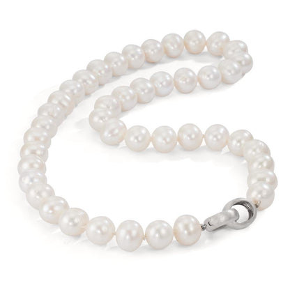 Collar Plata Perla cultivada de agua dulce blanco, 12 mm 50 cm