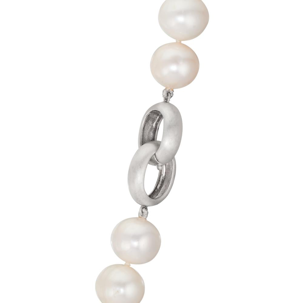 Collar Plata Perla cultivada de agua dulce blanco, 12 mm 50 cm