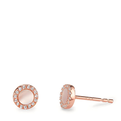 Pendientes Plata Circonita Rosa Dorado Madre perla blanco Ø6 mm