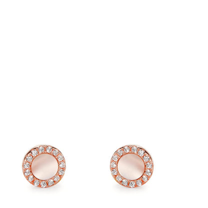 Pendientes Plata Circonita Rosa Dorado Madre perla blanco Ø6 mm