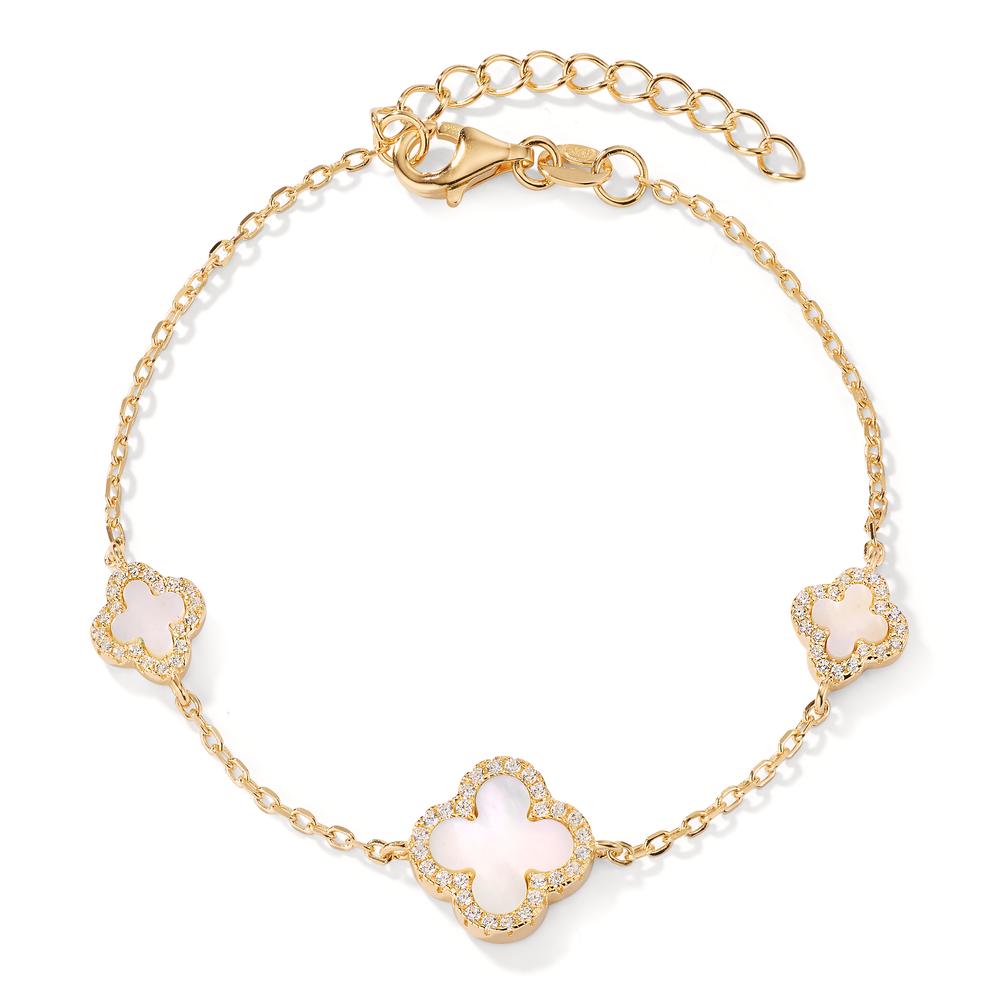 Pulsera Plata Circonita Amarillo Dorado Madre perla blanco 16-19 cm