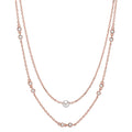 Collar Plata Circonita 10 piedras Rosa Dorado [shining Pearls] blanco, 5 mm 40-45 cm