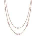 Collar Plata Circonita 10 piedras Rosa Dorado [shining Pearls] blanco, 5 mm 40-45 cm
