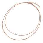 Collar Plata Circonita 10 piedras Rosa Dorado [shining Pearls] blanco, 5 mm 40-45 cm