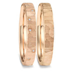 Anillo de pareja 750/oro rosa de 18 quilates Diamante 0.026 ct, 13 piedras, w-vsi