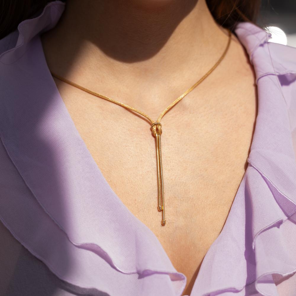 Collar Plata Amarillo Dorado nodo 50 cm