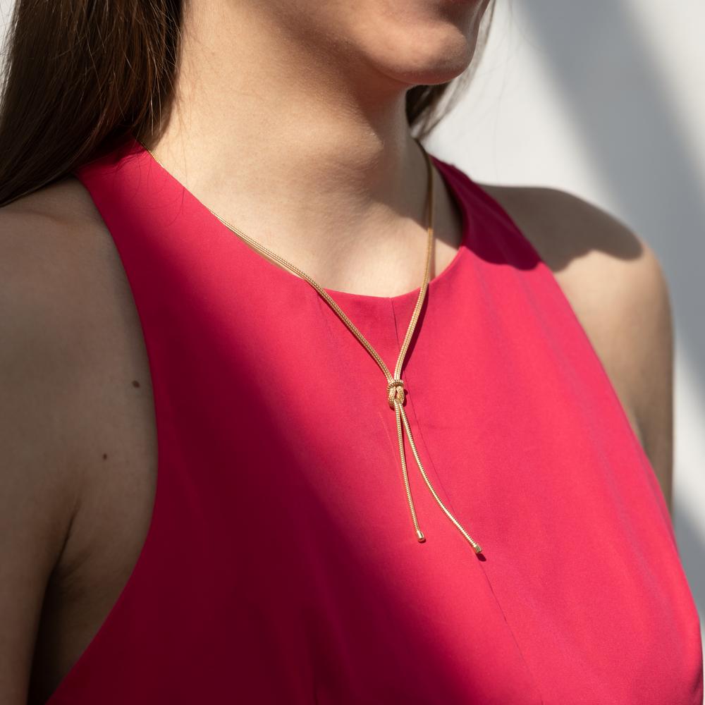 Collar Plata Amarillo Dorado nodo 50 cm