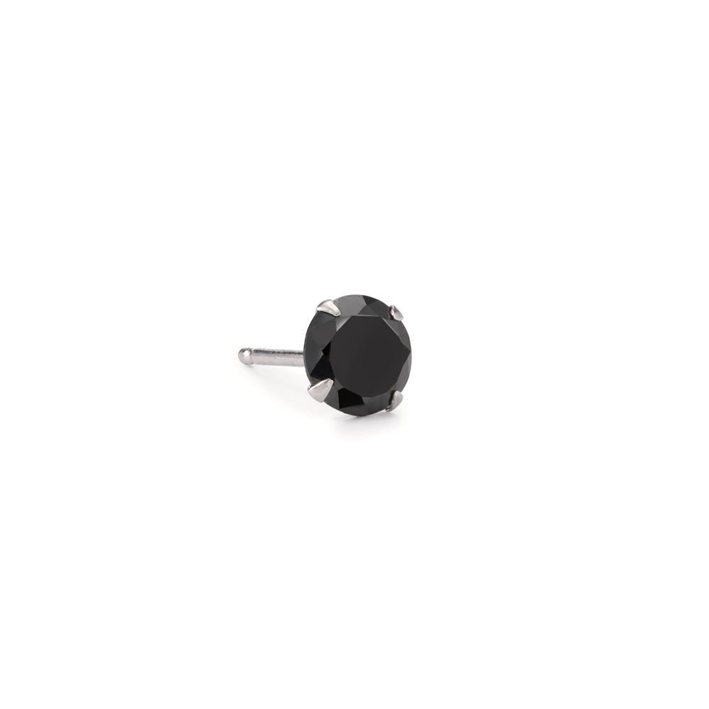 Pendientes 1ud Plata Circonita negro Ø7 mm