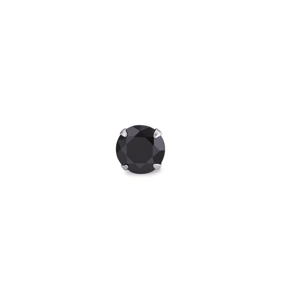 Pendientes 1ud Plata Circonita negro Ø7 mm